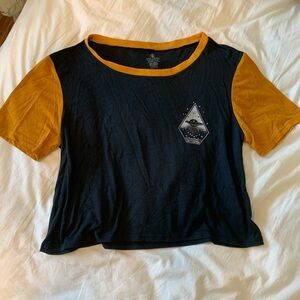 Volcom Black Tee with Mustard Trim and Logo